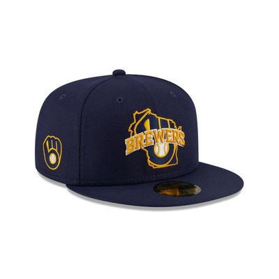 Blue Milwaukee Brewers Hat - New Era MLB Local 59FIFTY Fitted Caps USA4267198